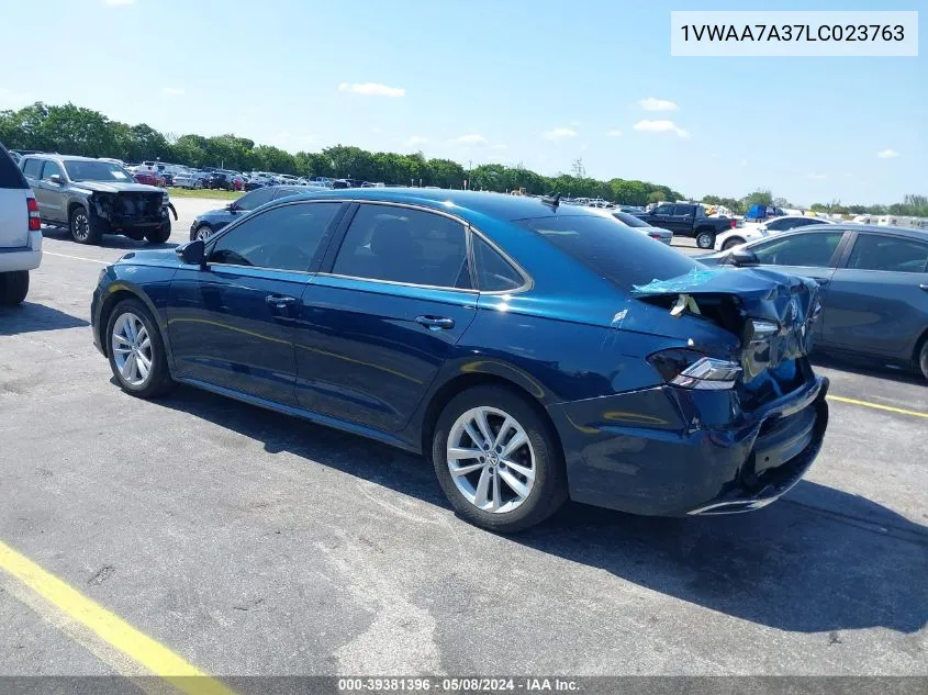 2020 Volkswagen Passat 2.0T S VIN: 1VWAA7A37LC023763 Lot: 39381396