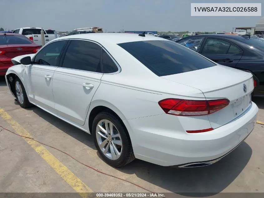 1VWSA7A32LC026588 2020 Volkswagen Passat 2.0T Se