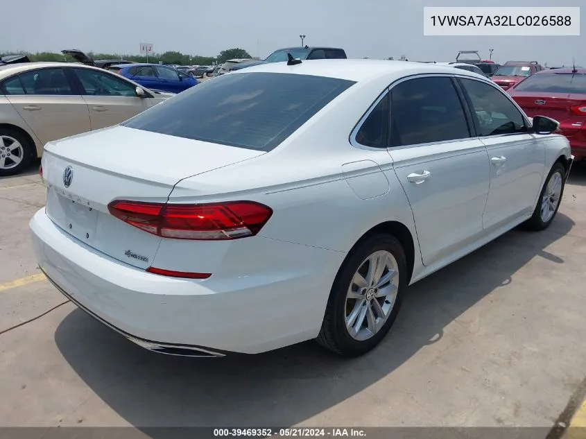 1VWSA7A32LC026588 2020 Volkswagen Passat 2.0T Se