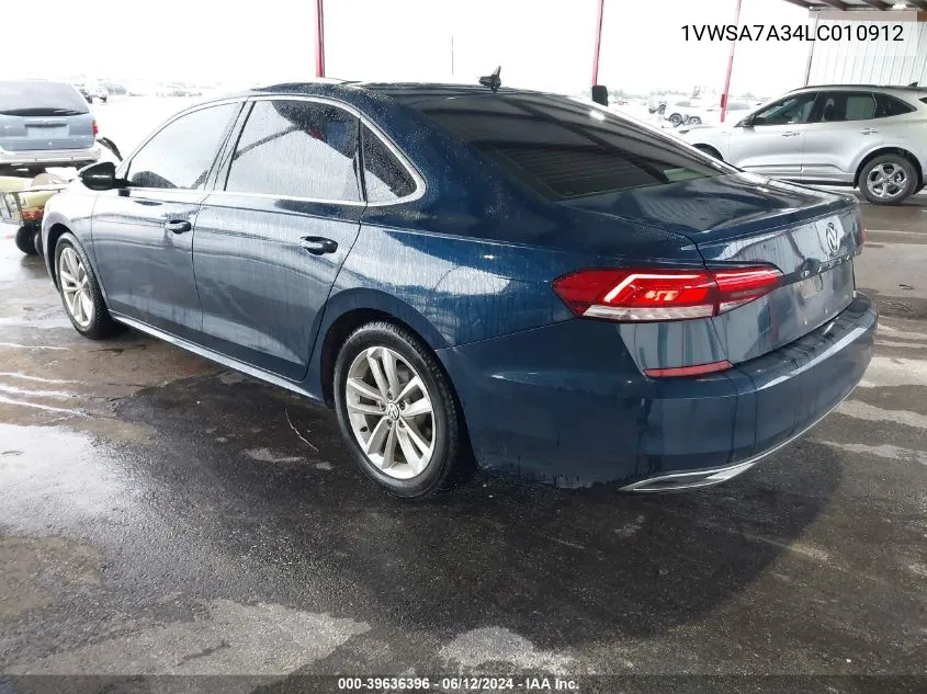 2020 Volkswagen Passat 2.0T Se VIN: 1VWSA7A34LC010912 Lot: 39636396