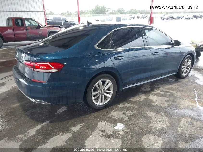 2020 Volkswagen Passat 2.0T Se VIN: 1VWSA7A34LC010912 Lot: 39636396