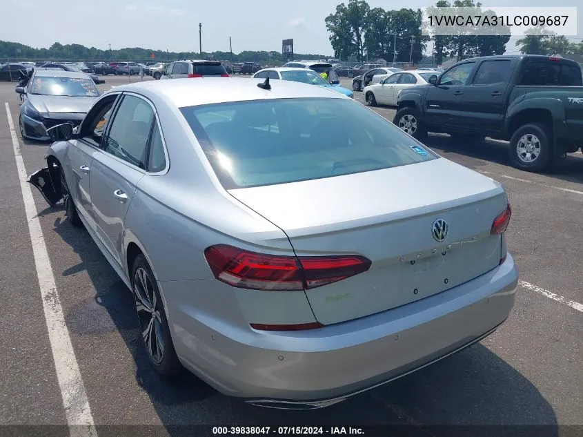 2020 Volkswagen Passat Sel VIN: 1VWCA7A31LC009687 Lot: 39838047