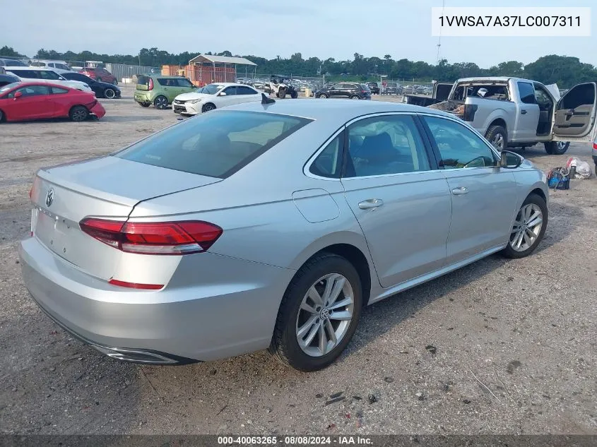 1VWSA7A37LC007311 2020 Volkswagen Passat 2.0T Se