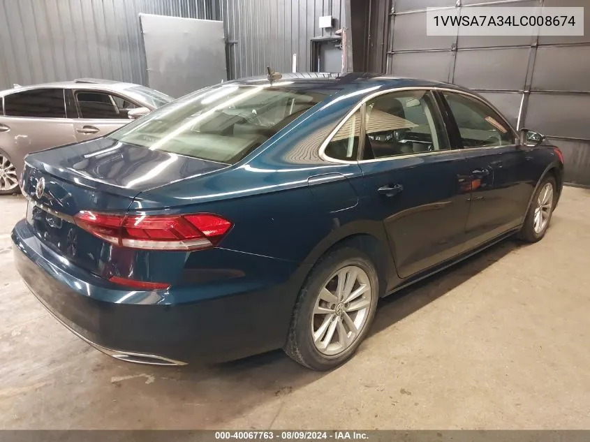 1VWSA7A34LC008674 2020 Volkswagen Passat 2.0T Se