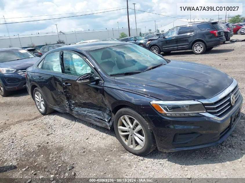 2020 Volkswagen Passat 2.0T S VIN: 1VWAA7A39LC010027 Lot: 40069236