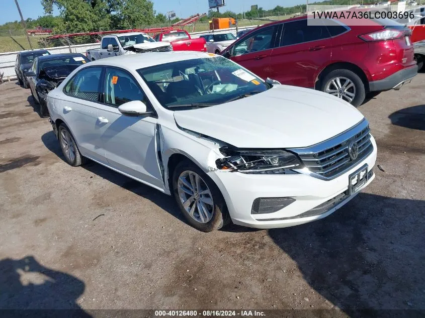 2020 Volkswagen Passat 2.0T S VIN: 1VWAA7A36LC003696 Lot: 40126480