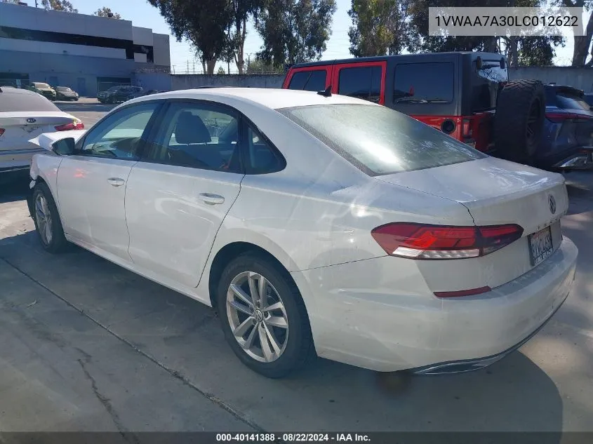 2020 Volkswagen Passat 2.0T S VIN: 1VWAA7A30LC012622 Lot: 40141388