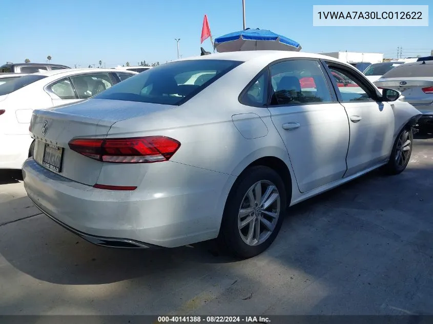 1VWAA7A30LC012622 2020 Volkswagen Passat 2.0T S