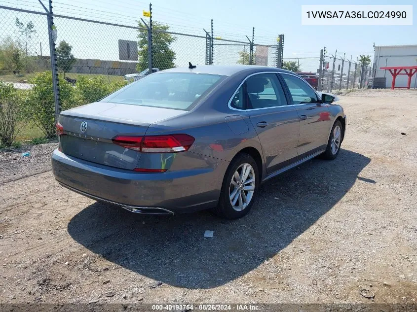 2020 Volkswagen Passat 2.0T Se VIN: 1VWSA7A36LC024990 Lot: 40193754