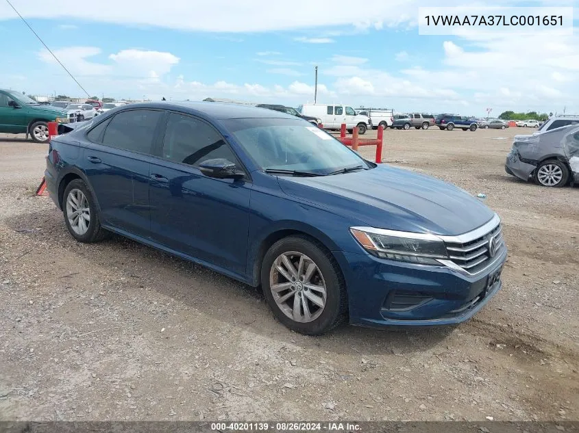 1VWAA7A37LC001651 2020 Volkswagen Passat 2.0T S