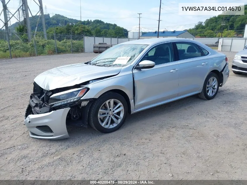 2020 Volkswagen Passat 2.0T Se VIN: 1VWSA7A34LC014670 Lot: 40205475