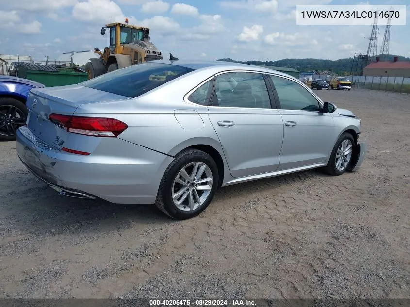 2020 Volkswagen Passat 2.0T Se VIN: 1VWSA7A34LC014670 Lot: 40205475