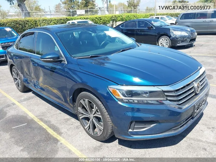 2020 Volkswagen Passat 2.0T Sel VIN: 1VWCA7A31LC005977 Lot: 40250105