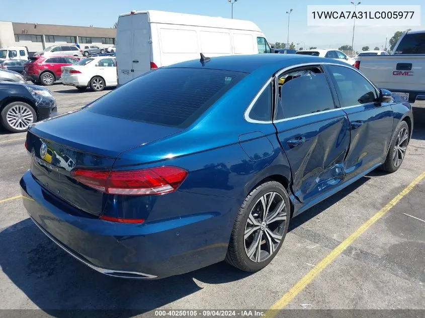 1VWCA7A31LC005977 2020 Volkswagen Passat 2.0T Sel