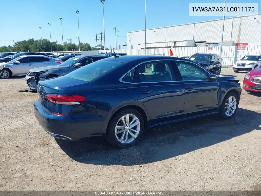 2020 Volkswagen Passat 2.0T Se VIN: 1VWSA7A31LC011175 Lot: 40335943