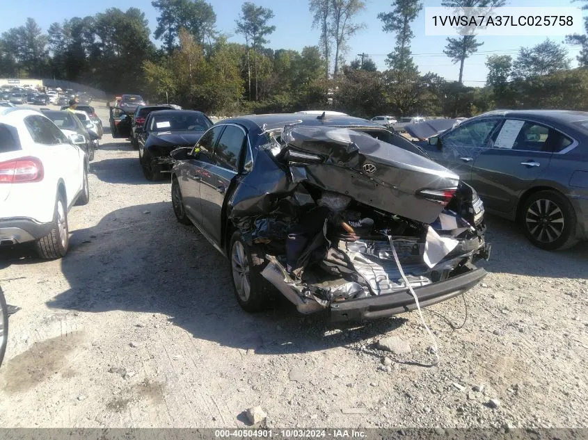 1VWSA7A37LC025758 2020 Volkswagen Passat 2.0T Se