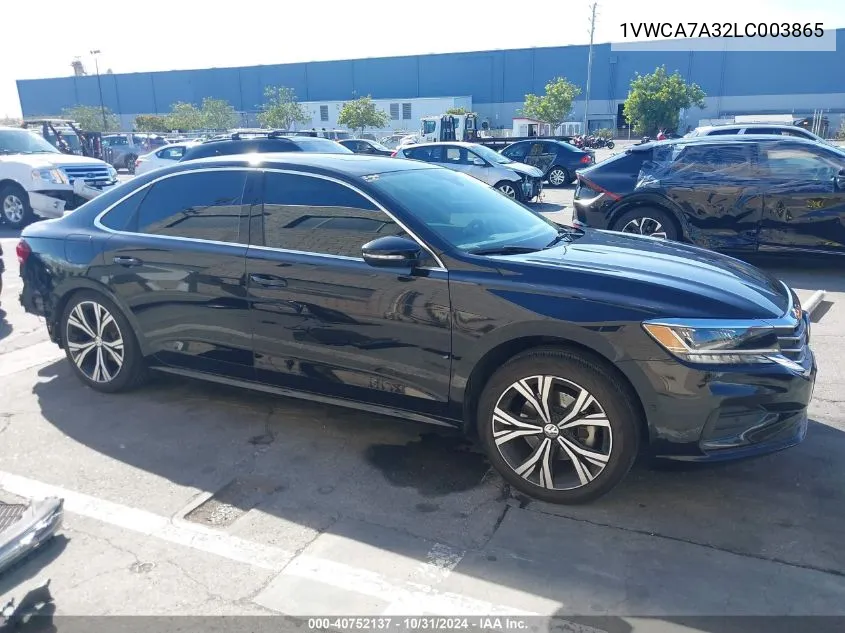 2020 Volkswagen Passat 2.0T Sel VIN: 1VWCA7A32LC003865 Lot: 40752137