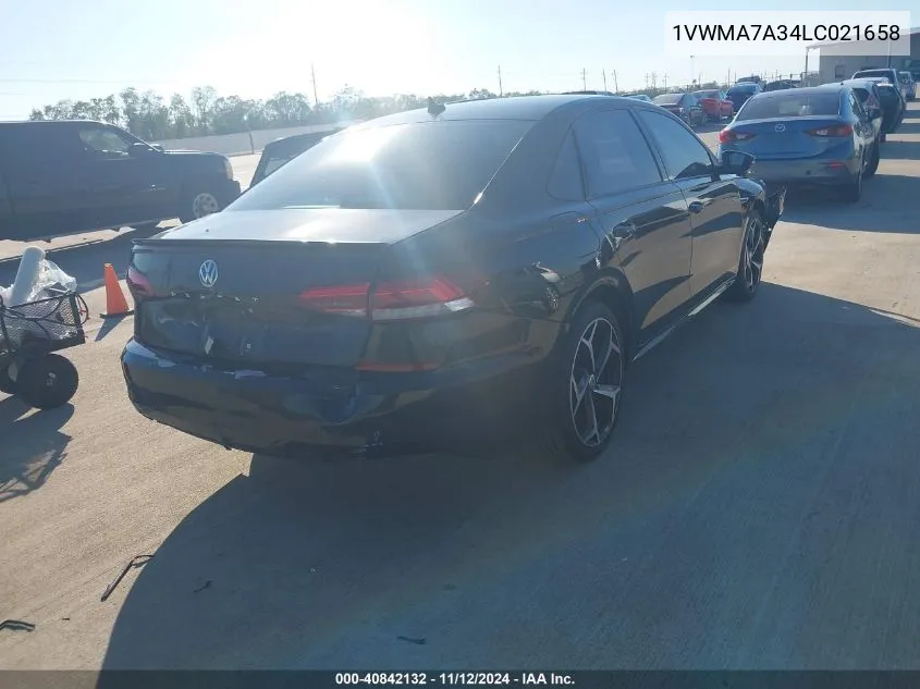 2020 Volkswagen Passat 2.0T R-Line VIN: 1VWMA7A34LC021658 Lot: 40842132