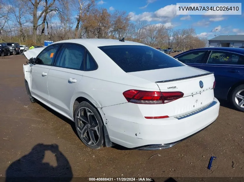 2020 Volkswagen Passat 2.0T R-Line VIN: 1VWMA7A34LC026410 Lot: 40888431