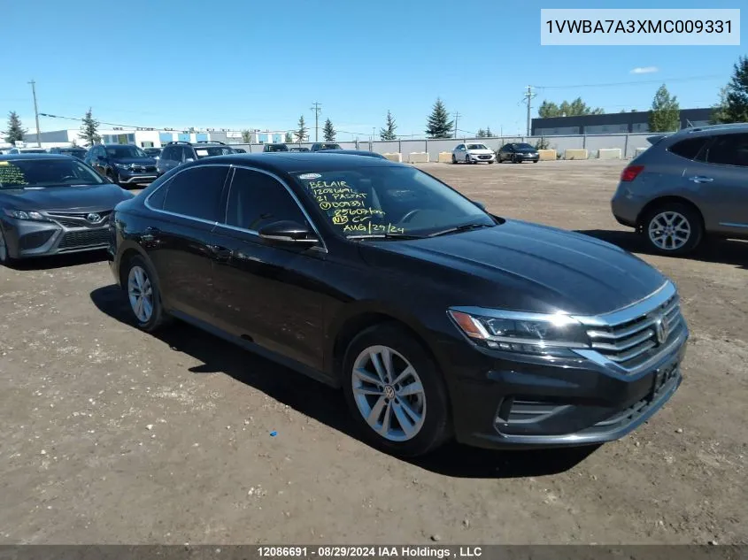 1VWBA7A3XMC009331 2021 Volkswagen Passat