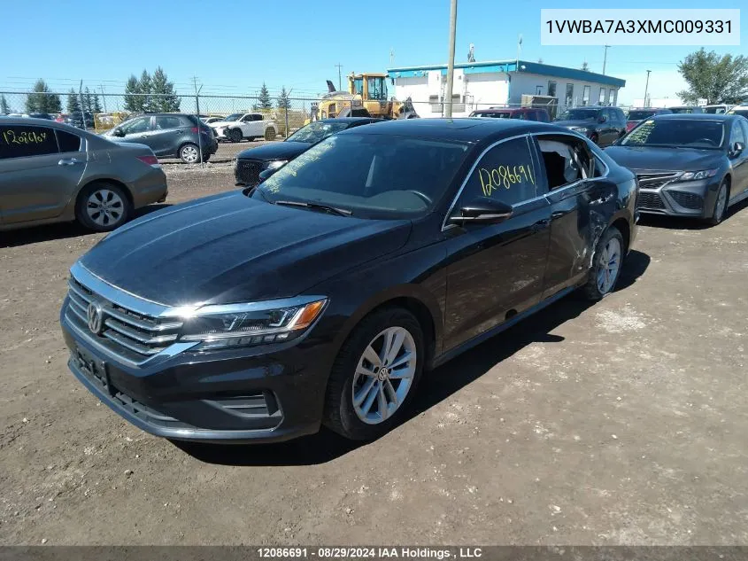 2021 Volkswagen Passat VIN: 1VWBA7A3XMC009331 Lot: 12086691