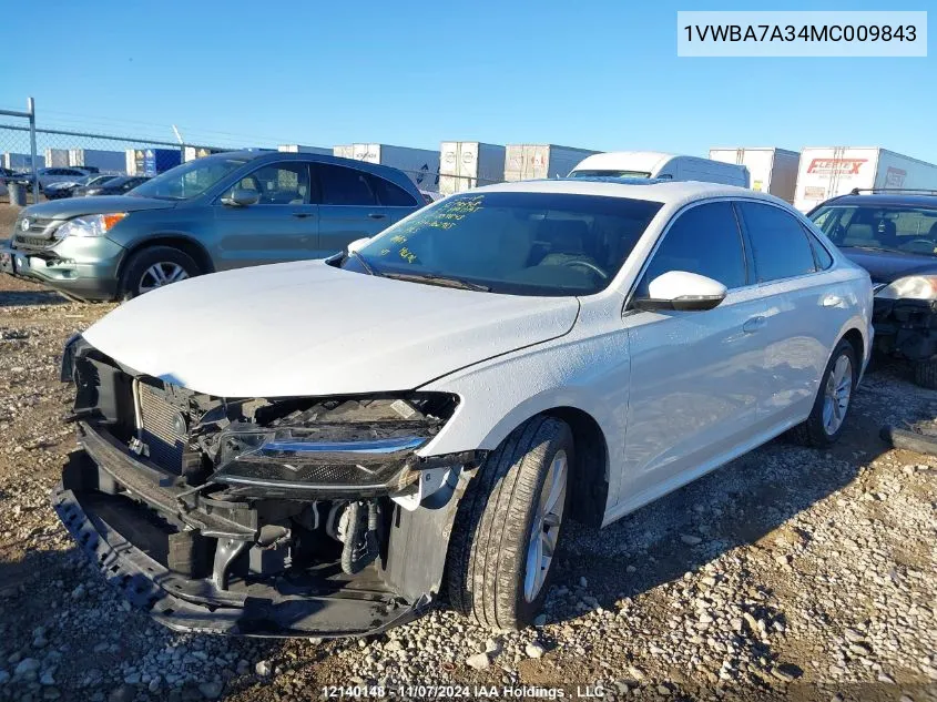 2021 Volkswagen Passat VIN: 1VWBA7A34MC009843 Lot: 12140148