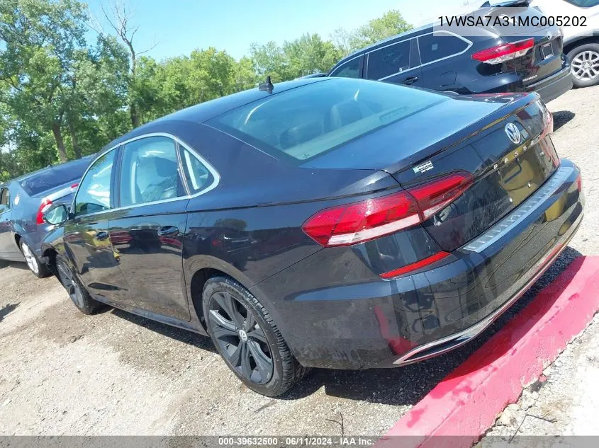 2021 Volkswagen Passat 2.0T Se VIN: 1VWSA7A31MC005202 Lot: 39632500