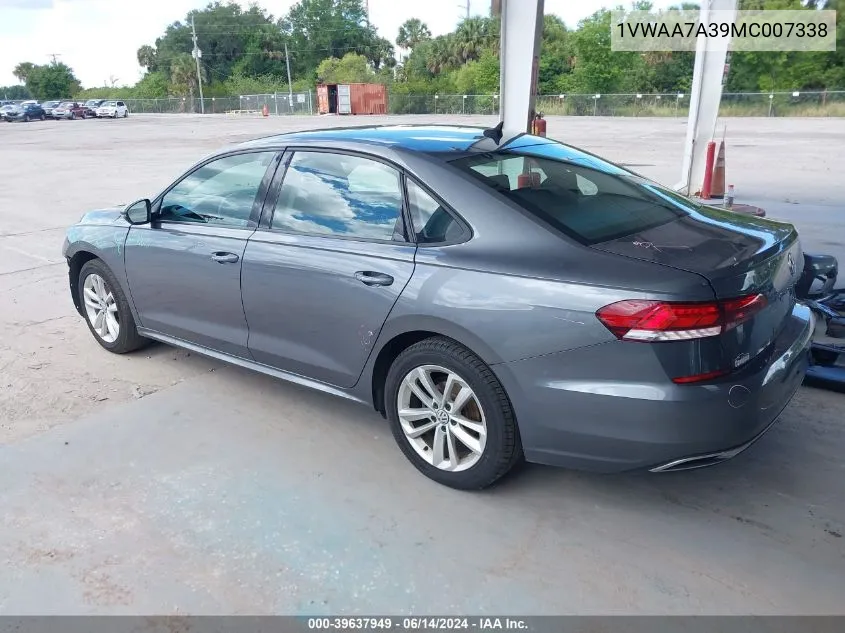 2021 Volkswagen Passat 2.0T S VIN: 1VWAA7A39MC007338 Lot: 39637949