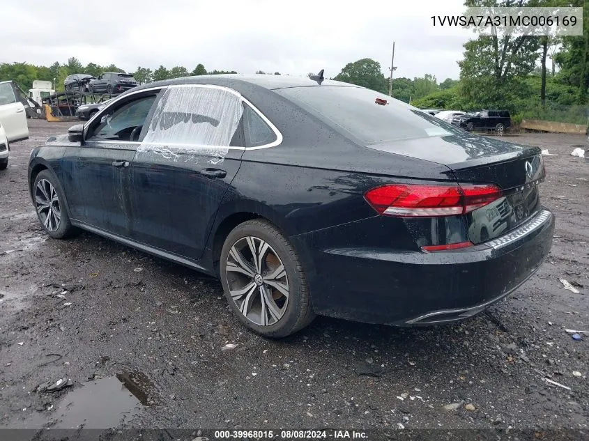 1VWSA7A31MC006169 2021 Volkswagen Passat 2.0T Se