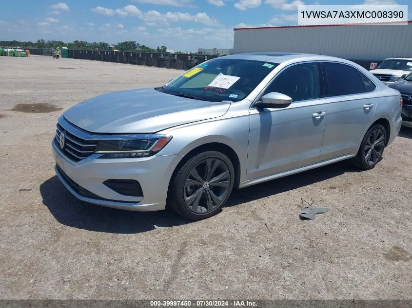 2021 Volkswagen Passat 2.0T Se VIN: 1VWSA7A3XMC008390 Lot: 39997450