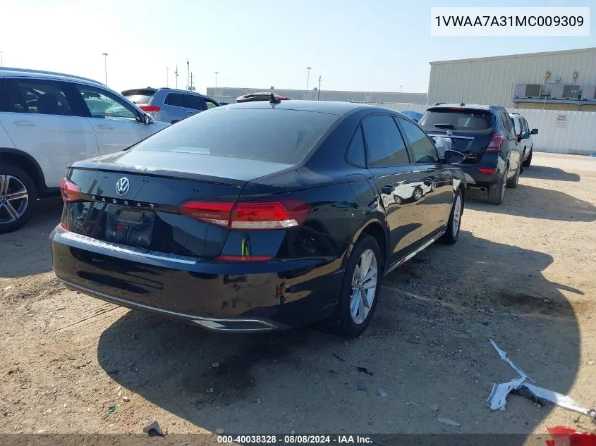 2021 Volkswagen Passat 2.0T S VIN: 1VWAA7A31MC009309 Lot: 40038328