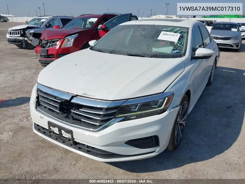 2021 Volkswagen Passat 2.0T Se VIN: 1VWSA7A39MC017310 Lot: 40053423