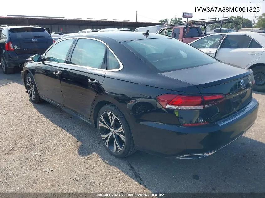 2021 Volkswagen Passat 2.0T Se VIN: 1VWSA7A38MC001325 Lot: 40070315