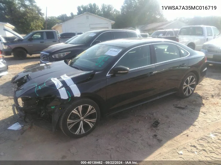 2021 Volkswagen Passat 2.0T Se VIN: 1VWSA7A35MC016719 Lot: 40138462