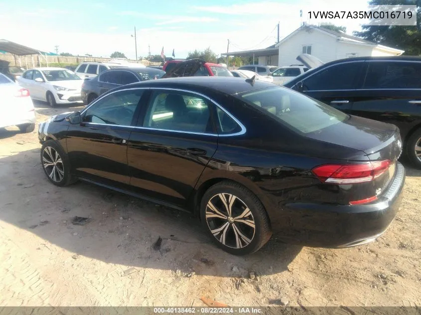 2021 Volkswagen Passat 2.0T Se VIN: 1VWSA7A35MC016719 Lot: 40138462