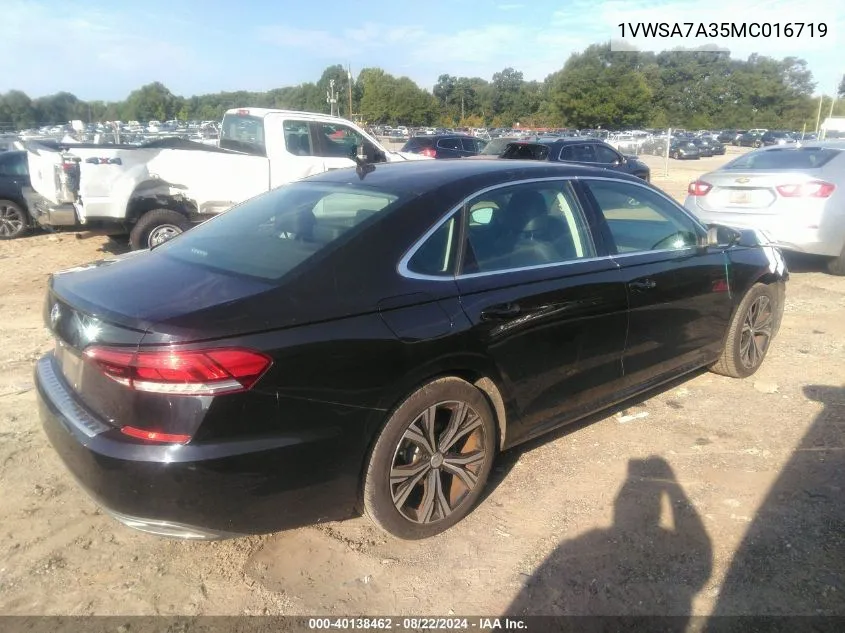 1VWSA7A35MC016719 2021 Volkswagen Passat 2.0T Se