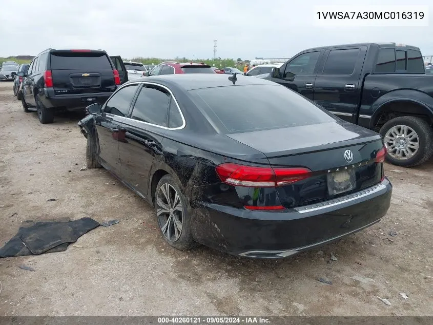 2021 Volkswagen Passat Se VIN: 1VWSA7A30MC016319 Lot: 40260121