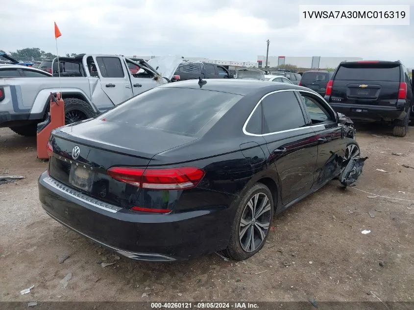 2021 Volkswagen Passat Se VIN: 1VWSA7A30MC016319 Lot: 40260121