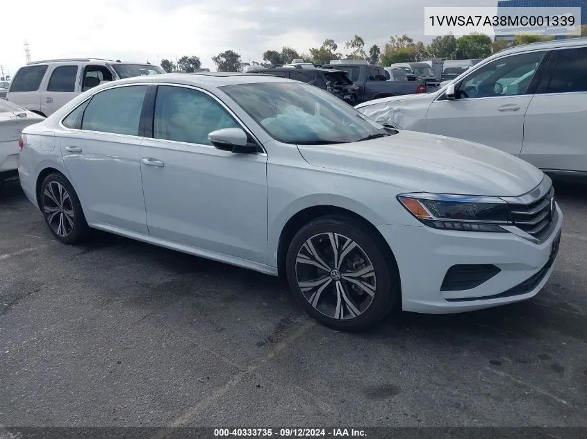 2021 Volkswagen Passat Se VIN: 1VWSA7A38MC001339 Lot: 40333735