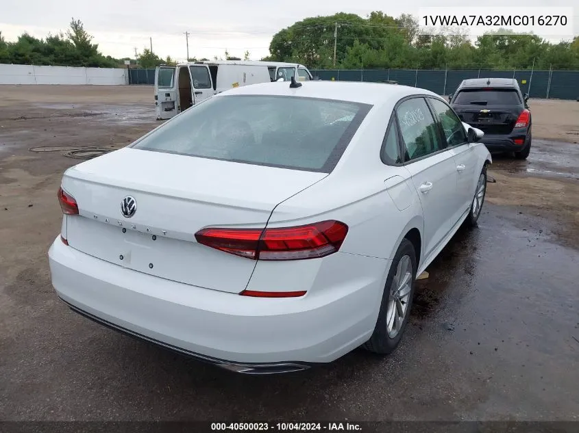 1VWAA7A32MC016270 2021 Volkswagen Passat 2.0T S