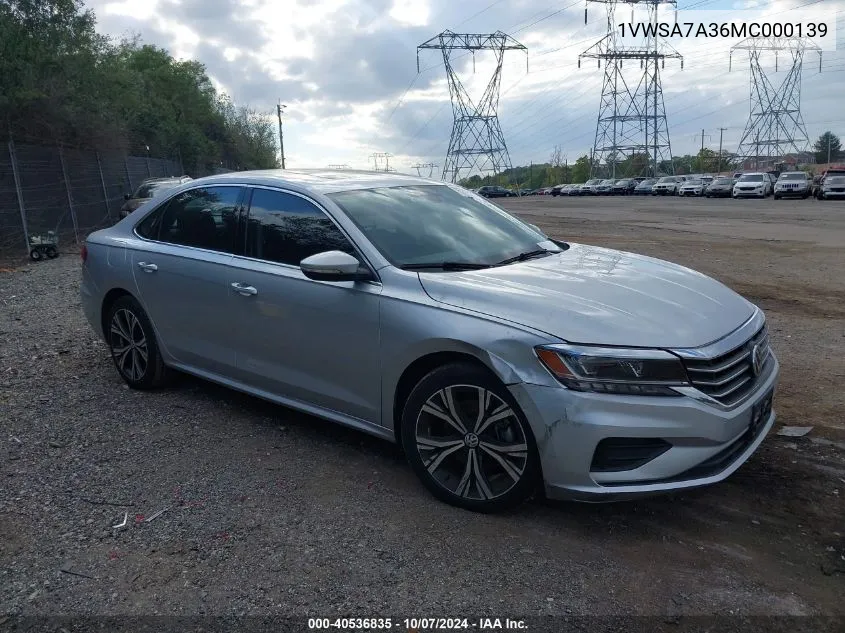 2021 Volkswagen Passat 2.0T Se VIN: 1VWSA7A36MC000139 Lot: 40536835