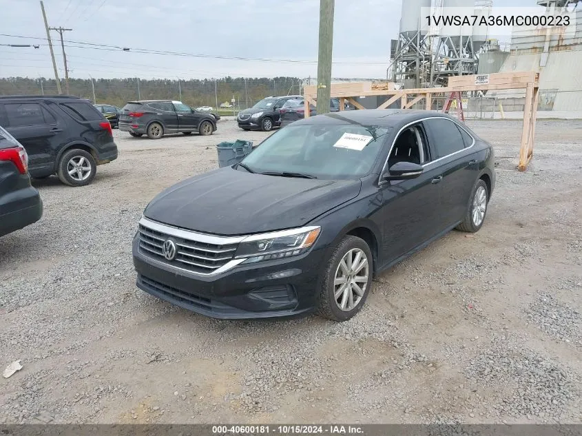 2021 Volkswagen Passat 2.0T Se VIN: 1VWSA7A36MC000223 Lot: 40600181