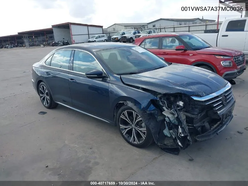 2021 Volkswagen Passat 2.0T Se VIN: 001VWSA7A37MC0036 Lot: 40717659