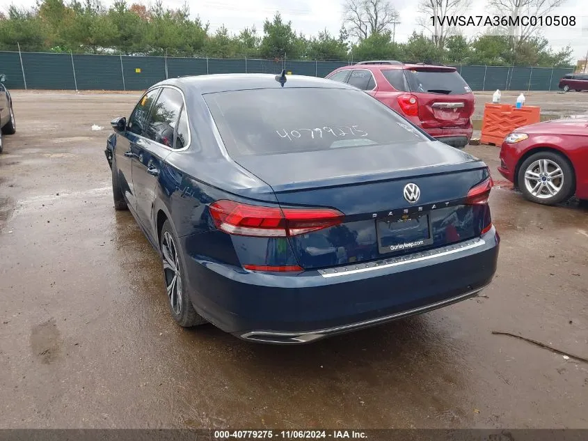 2021 Volkswagen Passat 2.0T Se VIN: 1VWSA7A36MC010508 Lot: 40779275