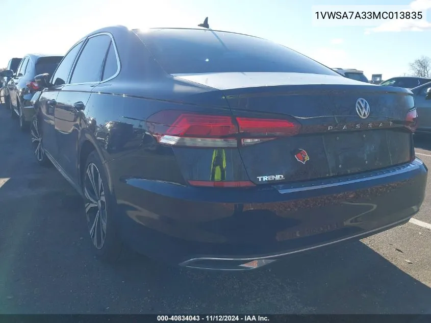 1VWSA7A33MC013835 2021 Volkswagen Passat 2.0T Se