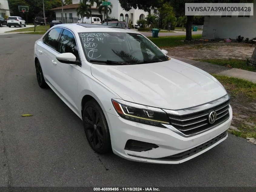 2021 Volkswagen Passat 2.0T Se VIN: 1VWSA7A39MC008428 Lot: 40899495