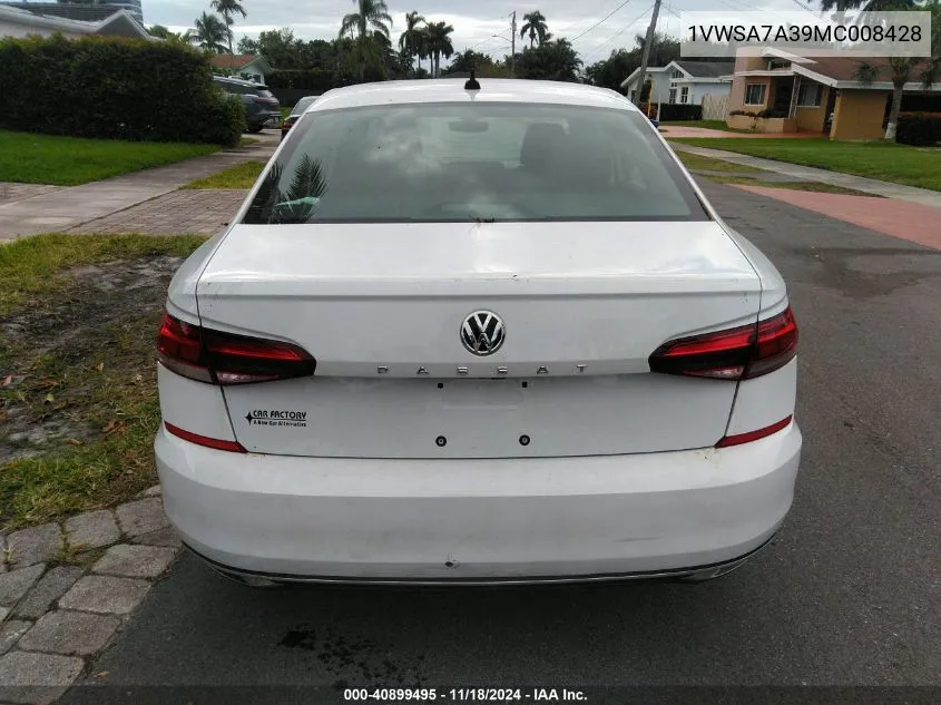 2021 Volkswagen Passat 2.0T Se VIN: 1VWSA7A39MC008428 Lot: 40899495