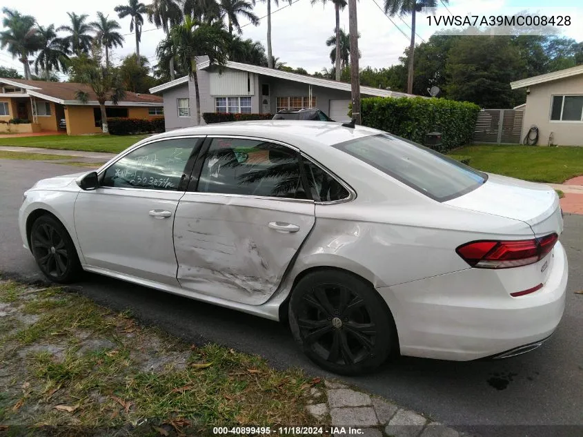 2021 Volkswagen Passat 2.0T Se VIN: 1VWSA7A39MC008428 Lot: 40899495