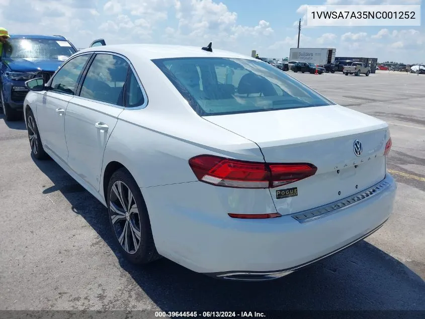 1VWSA7A35NC001252 2022 Volkswagen Passat 2.0T Se