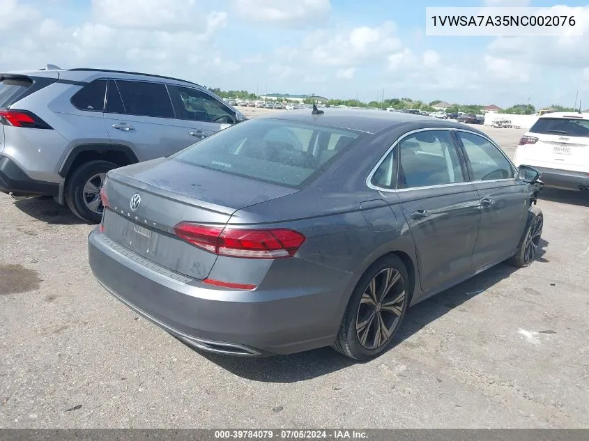 2022 Volkswagen Passat 2.0T Se VIN: 1VWSA7A35NC002076 Lot: 39784079